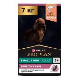 Сухой корм PRO PLAN Salmon для взрослых собак мелких и карликовых пород с чувствительной кожей, с высоким содержанием лосося, 7 кг