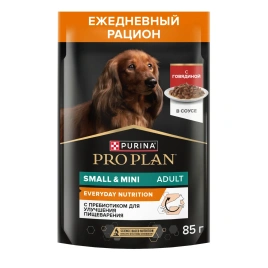 Влажный корм PRO PLAN Beef для взрослых собак мелких и карликовых пород, с говядиной в соусе, 85 г