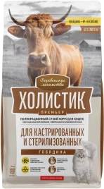Сухой корм Деревенские Лакомства Holistic Премьер, для кастрированных и стерилизованных кошек, с Говядиной, 400 г