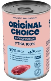 Влажный корм ORIGINAL CHOICE Monoprotein Adult Duck для собак всех пород, с уткой, 340 г
