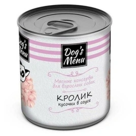 Влажный корм Dog`s Menu Rabbit для взрослых собак с кроликом кусочки в соусе, 750 г
