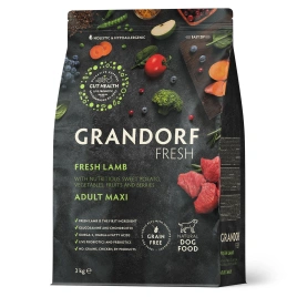Сухой корм Grandorf Fresh Dog для взрослых собак крупных пород чувствительное пищеварение или склонность к аллергии ягненок с бататом 10 кг