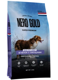 Сухой корм NERO GOLD Lamb & Vegetables для собак и щенков, с мясом ягненка и овощами, 3 кг