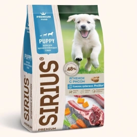Сухой корм SIRIUS Lamb & Rice для щенков и молодых собак, с ягненком и рисом, 15 кг