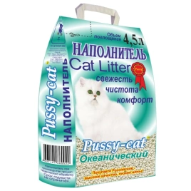 Наполнитель Pussy-Cat океанический впитывающий для кошачьих туалетов, 4,5 л