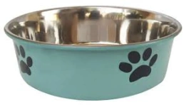 Миска Homepet Heavy для домашних животных, Лапки, металлическая утяжеленная зеленая, 1,8 л