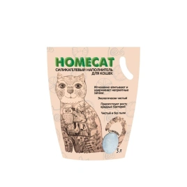 Наполнитель Homecat для кошачьих туалетов, Стандарт силикагелевый без запаха, 3 л