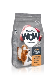 Сухой корм ALPHAPET WOW Superpremium Turkey & Rice для взрослых собак мелких пород, с индейкой и рисом, 1,5 кг