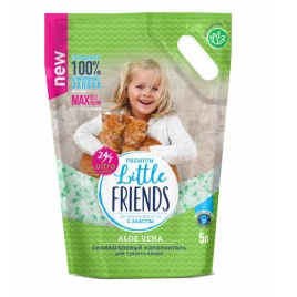 Наполнитель Little Friends Aloe Vera силикагелевый для кошачьих туалетов, 5 л