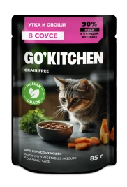 Влажный корм Go'Kitchen Duck & Vegetables для взрослых кошек, с уткой и овощами в соусе, 85 г