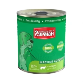 Влажный корм Четвероногий Гурман Meat Assortment & Tripe для собак, с мясным ассорти и рубцом, 340 г