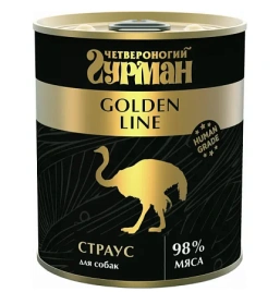 Влажный корм Четвероногий Гурман Golden line для собак, страус в желе, 340 г