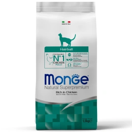 Сухой корм Monge Cat Daily Line Hairball Chicken для кошек, для выведения шерсти с курицей, 1,5 кг