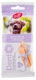 Лакомство Biff Dent жевательный снек для чистки зубов для щенков, мелких и средних пород с йогуртом, 40 г