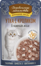 Влажный корм Деревенские Лакомства для кошек, с уткой и кроликом, 70 г
