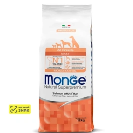 Сухой корм Monge Dog Speciality Line Light Salmon & Rice для взрослых собак всех пород с лососем и рисом, 12 кг