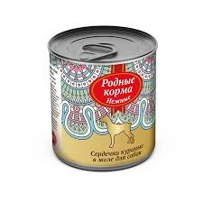 Влажный корм Родные корма нежные сердечки куриные в желе для собак, 240 г