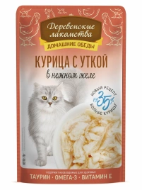 Влажный корм Деревенские Лакомства для кошек, с курицей и уткой, 70 г