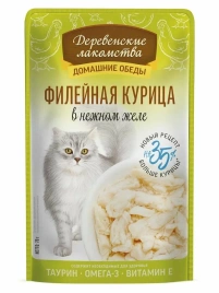 Влажный корм Деревенские Лакомства для кошек, с нежной филейной курицей, 70 г