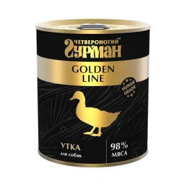 Влажный корм Четвероногий Гурман Golden line Duck для собак, утка натуральная в желе, 340 г