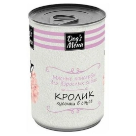Влажный корм Dog`s Menu Rabbit для взрослых собак с кроликом кусочки в соусе, 340 г