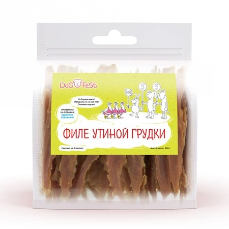 Лакомство Dog Fest филе утиной грудки с уткой, 500 г фото 1