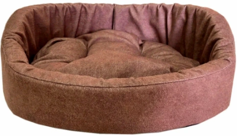 Лежак Homepet для домашних животных, Микровелюр Leather №1 мокка, 43 см х 38 см х 15 см фото 1