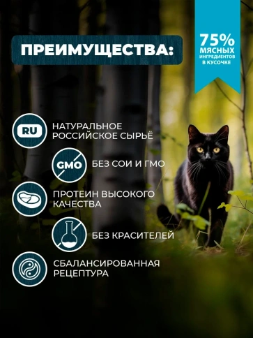 Влажный корм Родные корма Turkey для кошек, с чувствительным пищеварением, с индейкой и желудочками кусочки в желе по-славянски, 85 г фото 2