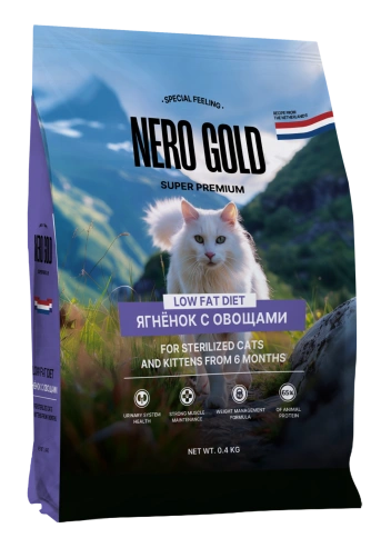 Сухой корм NERO GOLD Sterilised Lamb & Vegetables для стерилизованных кошек и котят, с мясом ягненка и овощами, 400 г фото 1