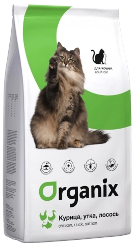 Сухой корм Organix Adult Chicken, Duck & Salmon для кошек, с курицей, уткой и лососем, 1,5 кг фото 1