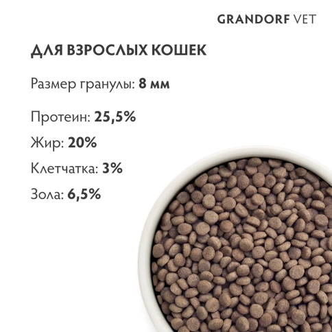 Сухой корм Grandorf Veterinary Hypoallergenic для кошек при пищевой непереносимости, 400 г фото 7