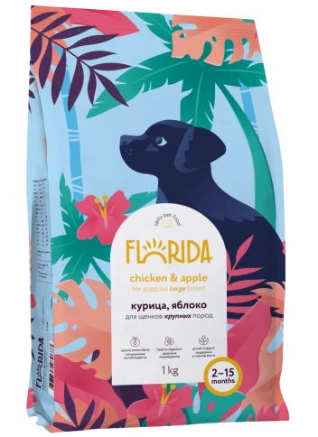 Сухой корм FLORIDA Maxi Junior Chicken & Apple для щенков крупных пород, с курицей и яблоком, 1 кг фото 2