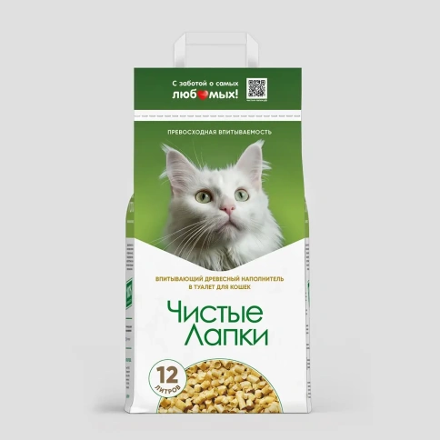 Наполнитель Чистые Лапки для кошачьих туалетов, древесный, 12 л фото 1