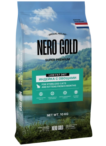 Сухой корм NERO GOLD Sterilised Turkey & Vegetables для стерилизованных кошек и котят, с мясом индейки и овощами, 10 кг фото 1