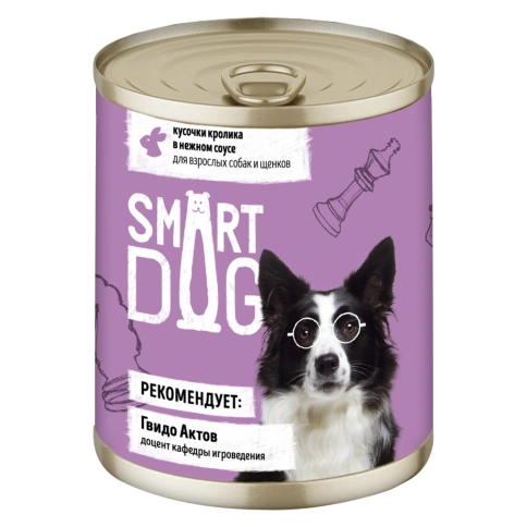 Влажный корм Smart Dog для для взрослых собак и щенков, кусочки кролика в нежном соусе, 240 г фото 1