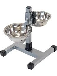 Миска Homepet для домашних животных, металлическая регулируемая подставка с мисками, хром, 2 шт, диаметр 13 см, до 25 см, 0,25 л фото 1