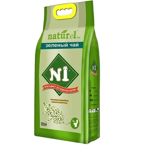Наполнитель №1 Naturel для кошачьих туалетов, Зеленый чай комкующийся, 17,5 л фото 1