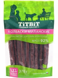 Лакомство Titbit колбаски миланские для собак, 370 г фото 1