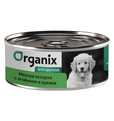 Влажный корм Organix Preventive Line Meat Assortment & Lamb для щенков Мясное ассорти, с ягнёнком и цукини, 100 г фото 1