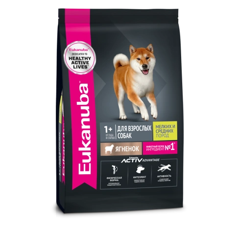 Сухой корм Eukanuba Adult для взрослых собак от 1 года с ягненком, 0.8 кг фото 1