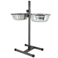 Миска Homepet для домашних животных, металлическая регулируемая подставка с мисками, хром, 2 шт, диаметр 26 см, до 60 см, 2,5 л фото 1