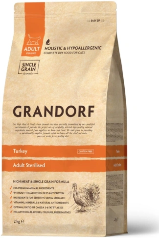 Сухой корм Grandorf Turkey Sterilised для стерилизованных кошек, с индейкой, 2 кг фото 1