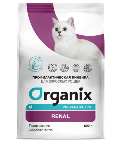 Сухой корм Organix Preventive Line Renal для кошек поддержание здоровья почек, 600 г фото 1