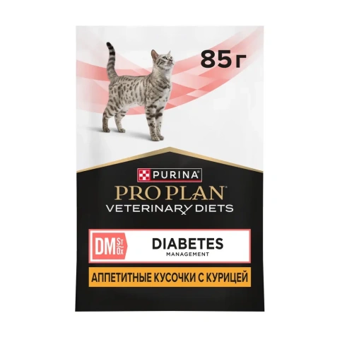 Влажный корм PRO PLAN Veterinary Diets DM Diabetes Management Chicken для кошек, диетический при диабете, с курицей, 85 г фото 1