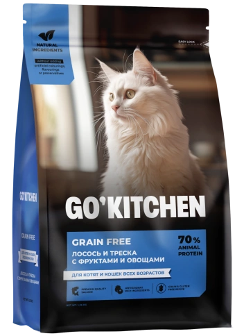 Сухой корм GO'KITCHEN для котят и кошек всех возрастов с лососем и треской, 1.36 кг фото 4