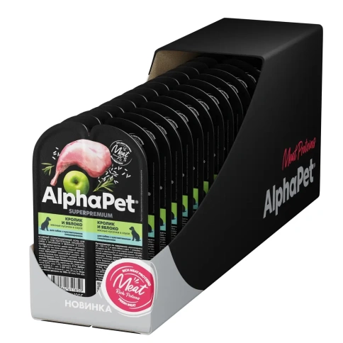 Влажный корм ALPHAPET Superpremium ламистер Rabbit & Apple для собак, с чувствительным пищеварением, с кроликом и яблоком, 100 г фото 3