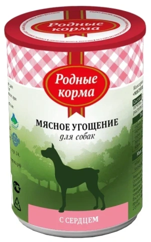 Влажный корм Родные корма Heart мясное угощение для собак, с сердцем, 340 г фото 1