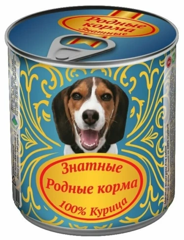 Влажный корм Родные корма знатные Chicken для собак, с курицей, 340 г фото 1