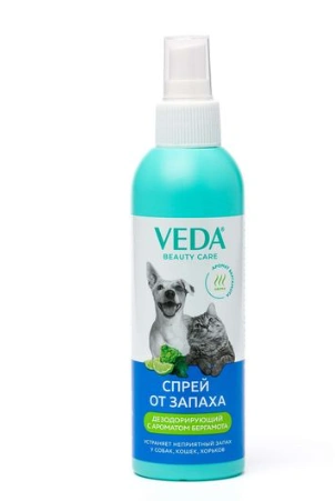 Спрей Veda для собак и кошек, дезодорирующий с ароматом бергамота, 200 мл фото 1