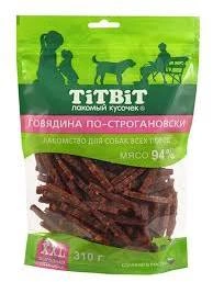 Лакомство Titbit говядина по-строгановски для собак, 310 г фото 1
